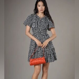 Anthropologie Geometric Flutter Sleeve Dress (Med)